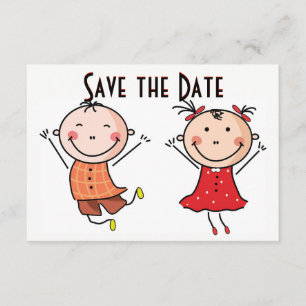 Süße Stockfigur Save-the-Date-Karte Einladung