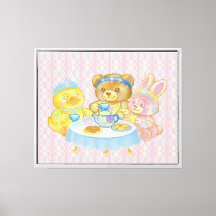Süße Stofftier-Teeparty-Wandkunst