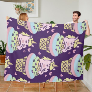 Süße Stolz-Einhorn-Flauschdecke Fleecedecke