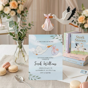 Süße Storch-Baby-Party Einladung