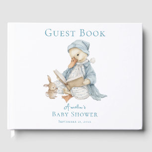 Süße Storybook-Entenküken Blaue Florale Babyparty Gästebuch