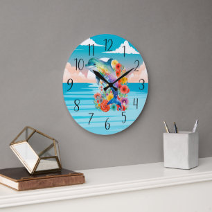 süße Strand Delphinliebhaber  Große Wanduhr