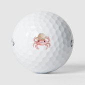 Süße Strand-Rosa lächelnde Krabbe mit Hut Golfball (Vorderseite)