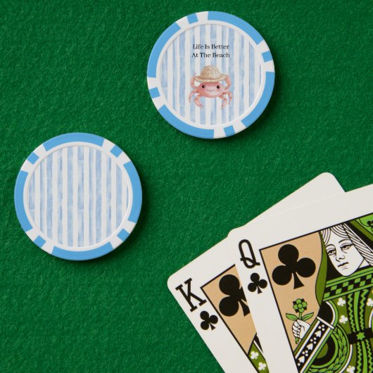 Süße Strand-Rosa lächelnde Krabbe mit Hut Pokerchips (Pokertisch (doppelt))