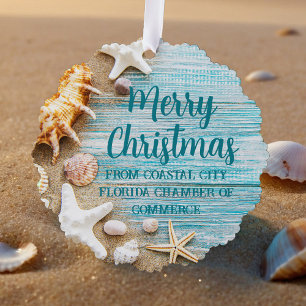 Süße Strandgesellschaft Weihnachten Muschel indivi Ornament Karte