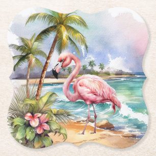 Süße Strandparty mit rosa Flamingos  Untersetzer