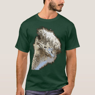 Süße Straußenvogel-Gesicht-Schwarz-Umriss-Kunst T-Shirt