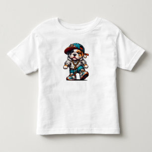 Süße Streetwear-Bulldoggen-Welpen-Jungen Kleinkind T-shirt