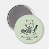 Süße Strickkatze Pastellgrün Grafikdesign Magnet (Vorderseite/Rückseite)