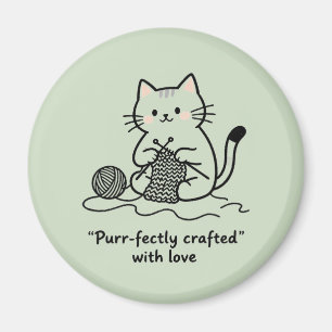 Süße Strickkatze Pastellgrün Grafikdesign Magnet