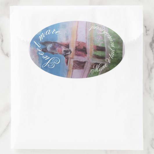 süße Stute Ovaler Aufkleber (Tasche)