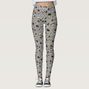Süße Sushi Charaktere Muster Kawaii Lustiges Essen Leggings