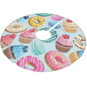 Süße Süßigkeiten: Muster der Freude. Polyester Weihnachtsbaumdecke (Schrägansicht)