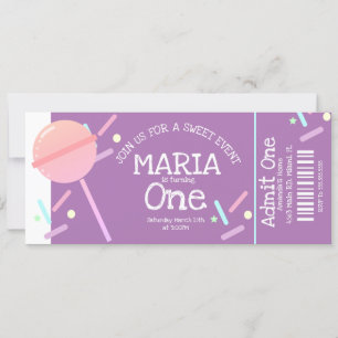 Süße Süßigkeitenbuffet-Geburtstags-Ticket-Party Einladung