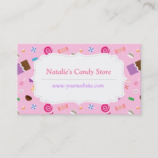 Süße Süßigkeits-Muster-Rosa-Visitenkarte Visitenkarte (Vorderseite)