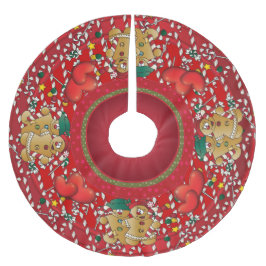 Süße Süßigkeits-Weg-Lebkuchen-Weihnachtspaare Polyester Weihnachtsbaumdecke