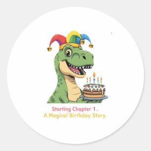 Süße T-Rex-Dinosaurier zum ersten Geburtstag Magis Runder Aufkleber