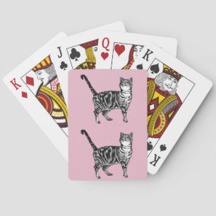 Süße Tabby-Katze Zeichnung Kunst Spielkarten Set