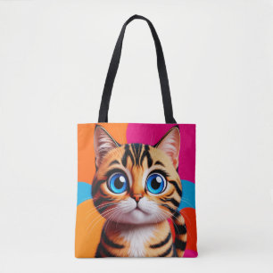 Süße Tabby-Katzen-Porträt mit großen blauen Augen Tasche