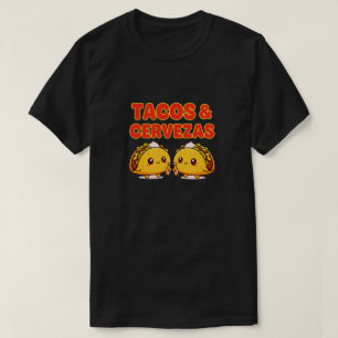 Süße Tacos & Cervezas Fiesta Cartoon-Design T-Shirt