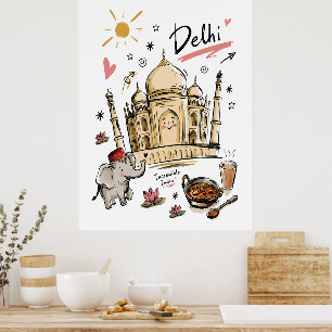 Süße Taj Mahal Indien Doodle Kunst Poster