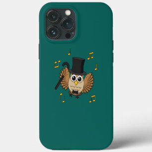Süße tanzende Eule mit Noten Cartoon iPhone 13 Pro Max Hülle