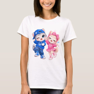 Süße tanzende Katzen Frauen T-Shirt Kawaii Katze