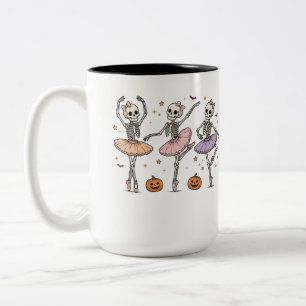 Süße tanzende Skelett-Ballerinen Halloween-Kaffee Zweifarbige Tasse