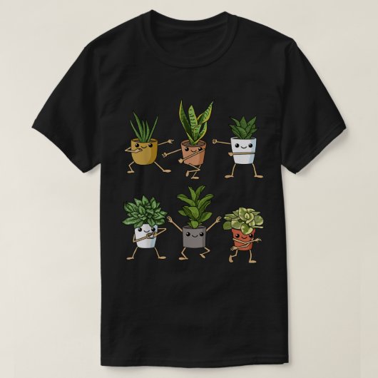 Süße tanzende Zimmerpflanzen Cartoon-Design T-Shirt (Design vorne)