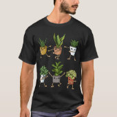 Süße tanzende Zimmerpflanzen Cartoon-Design T-Shirt (Vorderseite)