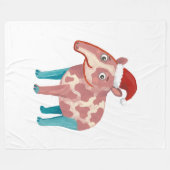 Süße Tapir-Weihnachtsmannmütze-Decke – Festliche V Fleecedecke (Vorderseite (Horizontal))