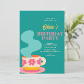 Süße Tasse Geburtstag Einladung (Stehend Vorderseite)