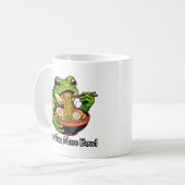 Süße Tasse mit Frosch, der Nudeln isst (Vorderseite Links)