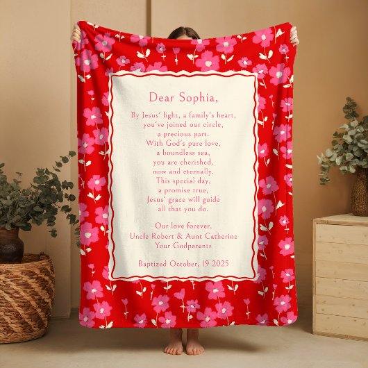 Süße Tauf-Blumen-Fleece-Decke Paten-Geschenk  Fleecedecke