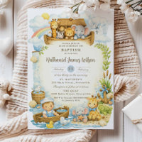 Süße Taufeinladung für Baby Jungen Noahs Arche