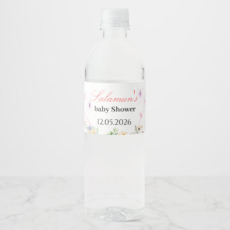 Süße Teddy-Liebesvögel-Baby-Party Wasserflaschenetikett