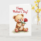 Süße Teddy-Muttertag-Rosenkarte Karte (Gelbe Blume)