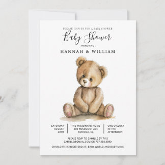 Süße Teddybär-Baby-Party Einladung