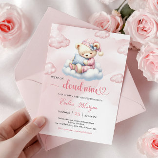 Süße Teddybär-Baby-Party-Einladung Cloud 9 Thema Einladung