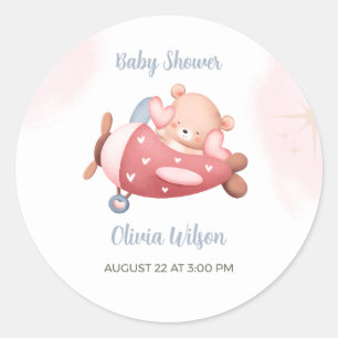 Süße Teddybär-Baby-Party Runder Aufkleber