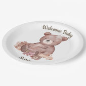 Süße Teddybär-Baby-Party-Teller Pappteller (Schrägansicht)