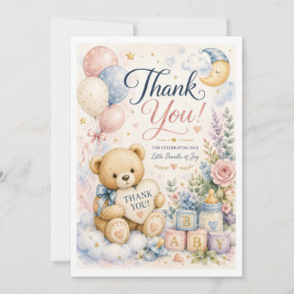 Süße Teddybär-Baby-Shower-Dankeskarten Dankeskarte
