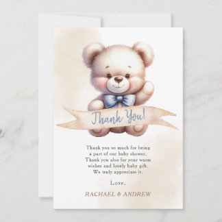 Süße Teddybär-Baby-Shower-Dankeskarten Einladung