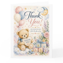 Süße Teddybär-Baby-Shower-Dankeskarten
