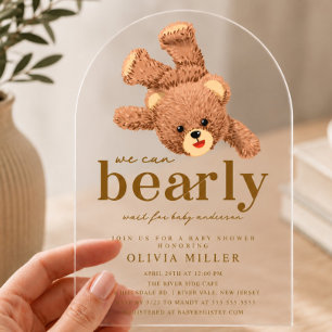 Süße Teddybär-Baby-Shower-Einladung Acryleinladungen
