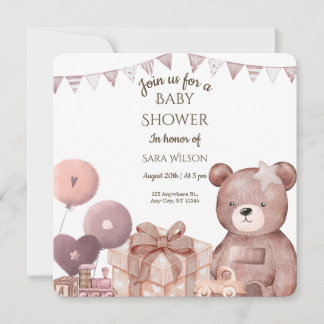 Süße Teddybär-Baby-Shower-Einladung Einladung