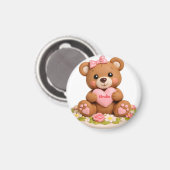 Süße Teddybär-Figur mit Namensherz Magnet (Vorderseite/Rückseite)