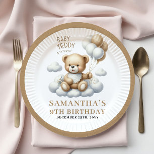 Süße Teddybär-Goldplatten für die 3. Geburtstagsfe Pappteller