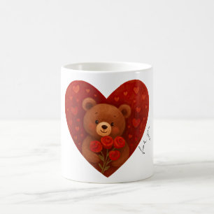 Süße Teddybär-Herz-Tasse – Personalisiert „Für Dic Kaffeetasse