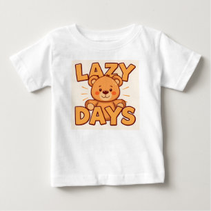 Süße Teddybär-Illustration mit Lazy Days-Text Baby T-shirt